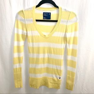 American Eagle Scoop Neck Striped Sweater